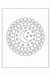 Meditative Mandala mit Halbmond