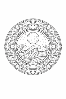 WellenMandala Mond und Gezeiten Mandala Design