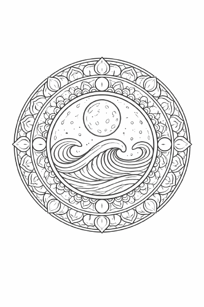 WellenMandala Mond und Gezeiten Mandala Design