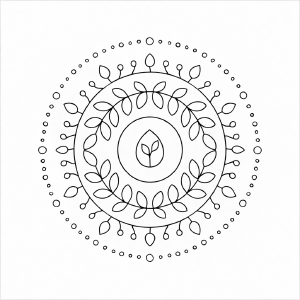Botanische Mandala-Ausmalvorlage