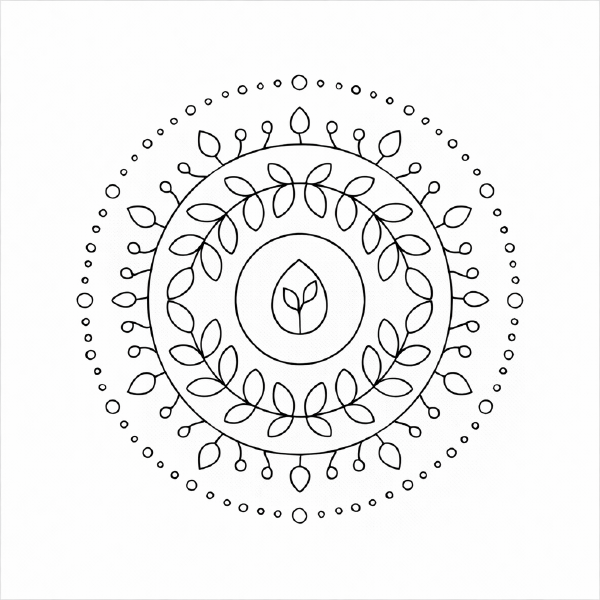 Botanische Mandala-Ausmalvorlage