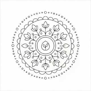 Naturinspirierte Mandala-Ausmalvorlage