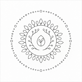 Naturinspirierte Mandala-Design im Schwarzweiß