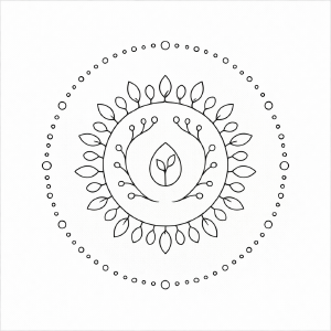 Naturinspirierte Mandala-Design im Schwarzweiß