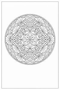 Japanische Mandala-Muster in Schwarz und Weiß