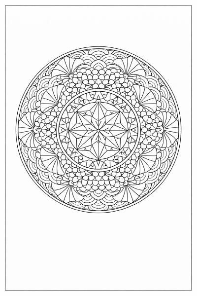 Japanische Mandala-Muster in Schwarz und Weiß