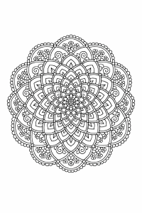 Komplexe Mandala-Schnörkel in Schwarz-Weiß