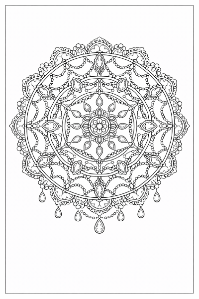 Symmetrisches Mandala mit Perlen und Spitzen