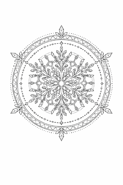 Kaleidoskopisches Mandala mit Schneeflocken