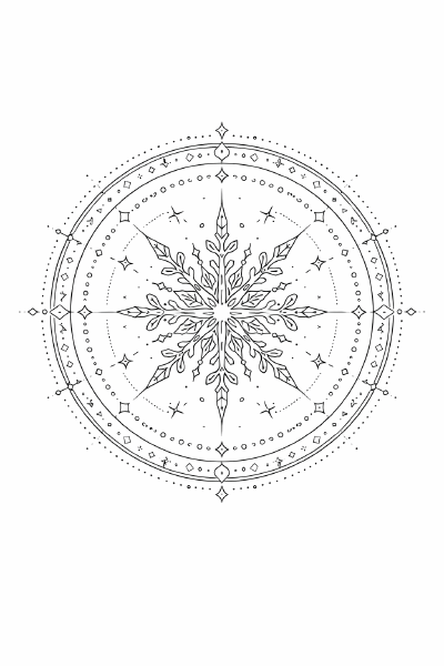 Kosmische Schneeflocke im Mandala-Design