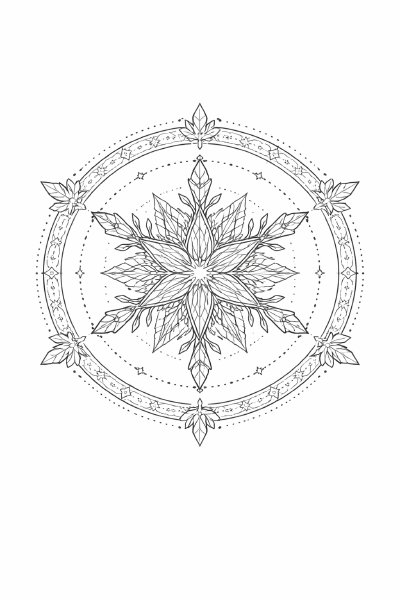 Mandala mit Kristall-Schneeflocke