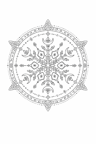 Mandala mit Schneeflockensymbol