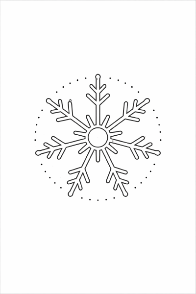 Schneeflocken Mandala in Linienkunst