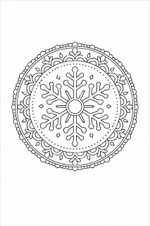 Schneeflocken Mandala in Schwarz-Weiß