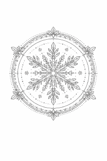 Schneeflocken-Mandala mit Beeren und Blättern
