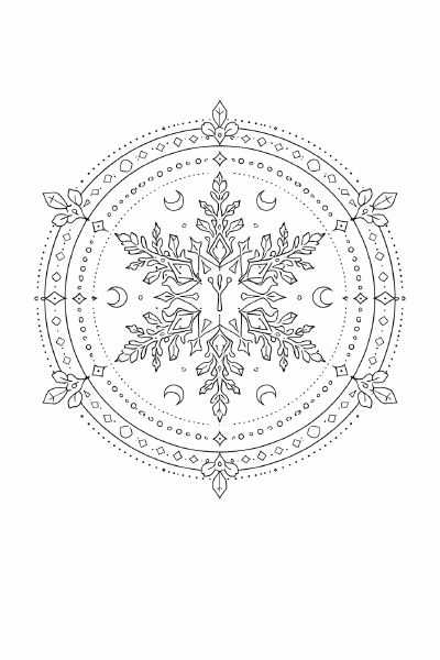 Symbolische Schneeflocke Mandala Illustration