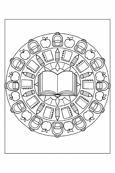 Bildungs-Mandala mit einem offenen Buch