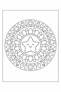 Fröhlicher Mandala mit Schulsymbolen