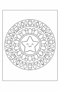 Fröhlicher Mandala mit Schulsymbolen