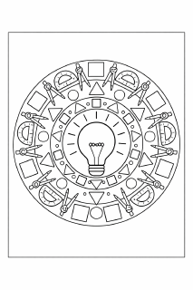 Geometrische Mandala mit Glühbirne