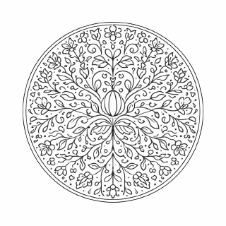Schule Blume und Pflanzen-Mandala in Schwarzweiß