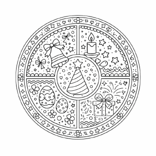 Schule Festliche Symbole in Mandala-Design