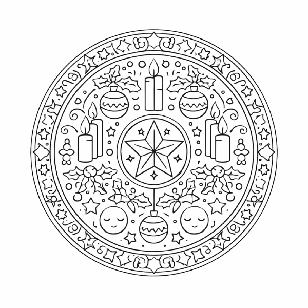 Schule Festliches Mandala mit Kerzen und Sternen