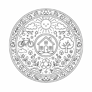 Schule Mandala mit alltäglichen Symbolen