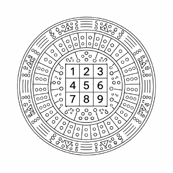 Schule Mathematische Mandala mit Zahlen und Mustern