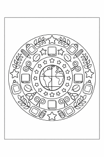 Schulmaterialien im Mandala-Stil