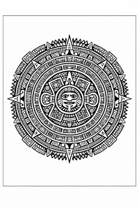 Ethno Azteken-Mandala mit Sonnenglyphen