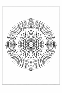 Geometrische Mandala mit Sonnensymbol