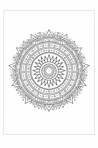 Geometrisches Mandala mit Sonnensymbol