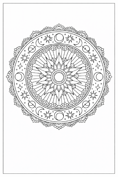 Himmlisches Mandala mit Sonnenstrahlen