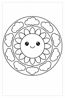Lächelnde Sonne im Mandala-Stil
