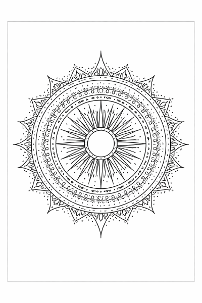 Mandala mit strahlender Sonne