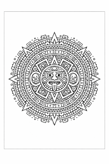 Mandelasonne mit mesoamerikanischem Gottheitsgesicht