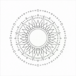 Schwarzes Mandala mit Sonnensymbol