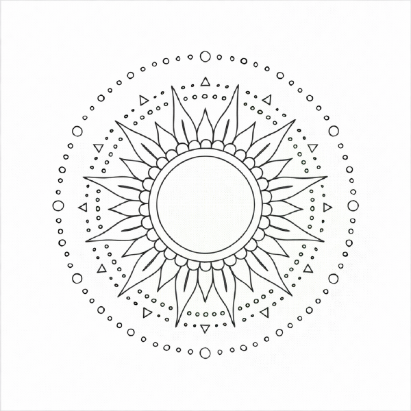 Schwarzes Mandala mit Sonnensymbol