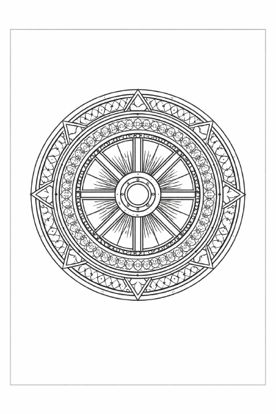 Sonnen Mandala in schwarz-weiß (15)