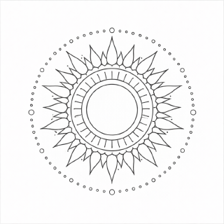 Sonnenmandala in Schwarz-Weiß