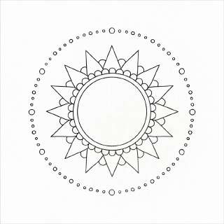 Sonnenmandala in klarer Linienführung