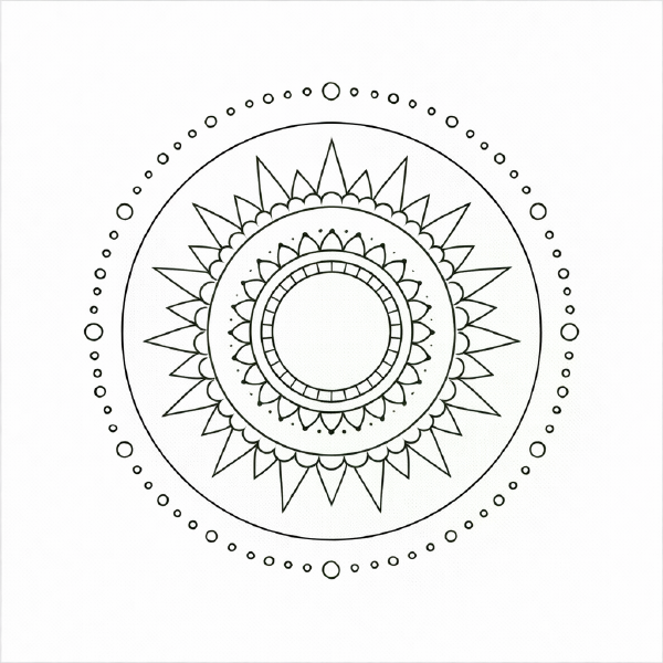 Sonnenmandala in schwarz-weiß (1)