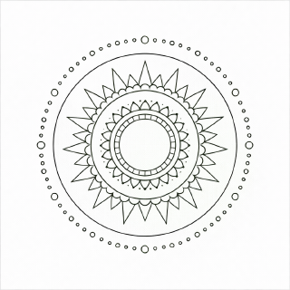 Sonnenmandala in schwarz-weiß (1)