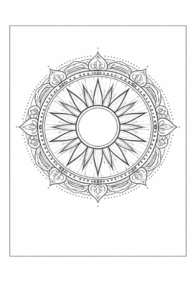 Spirituelles Mandala mit strahlender Sonne