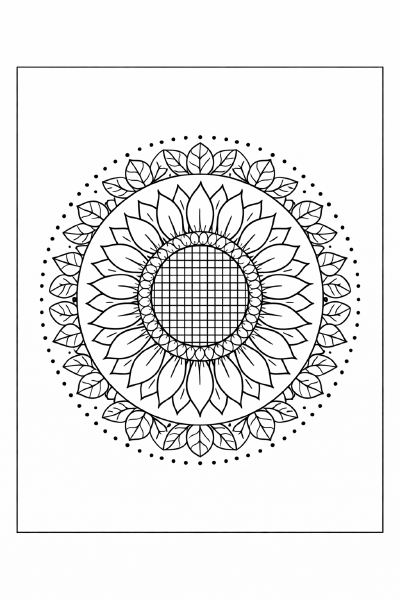 Symmetrisches Sonnenblumen-Mandaladesign