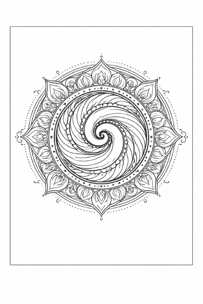 Spirituelles Intrikates Mandala mit spiralförmigem Zentrum