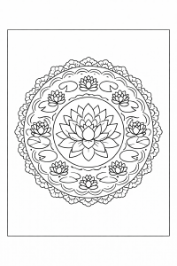 Eleganter Lotusgarten Mandala Ausmalbild