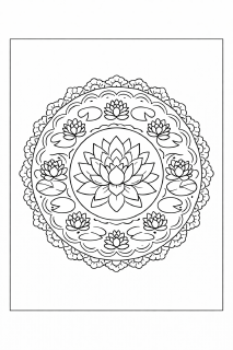 Eleganter Lotusgarten Mandala Ausmalbild
