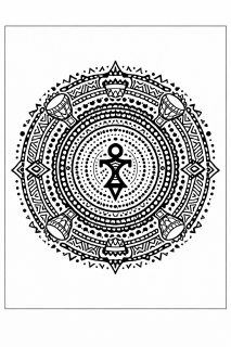 Ethno Afrikanisches Mandala mit symbolischen Mustern